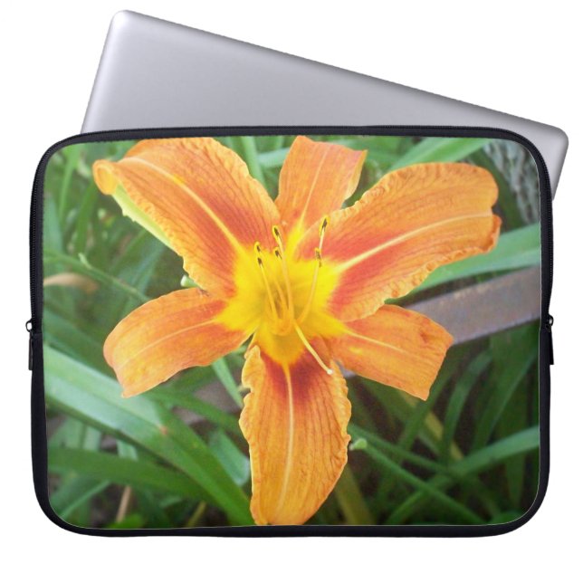 Housse Pour Ordinateur Portable Fleur orange (Devant)