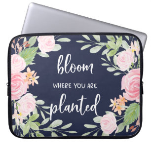 Housse Pour Ordinateur Portable Fleur où vous êtes typographie florale plantée 