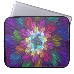 Housse Pour Ordinateur Portable Fleur psychédélique colorée Art fractal Abstrait