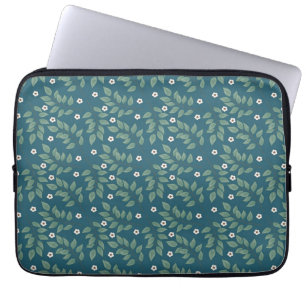 Housse Pour Ordinateur Portable Fleurs Blanches Bohèmes Naturelles Feuilles Branch
