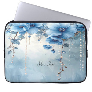 Housse pour ordinateur portable Fleurs bleues et p