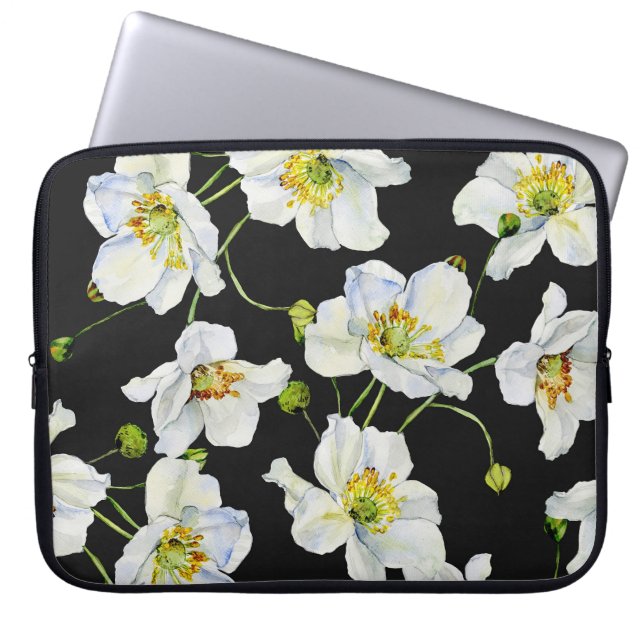 Housse Pour Ordinateur Portable Fleurs chamomiles : Motif d'illustration aquarelle (Devant)