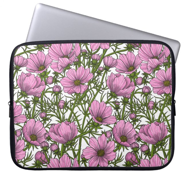Housse Pour Ordinateur Portable Fleurs Cosmos roses (Devant)