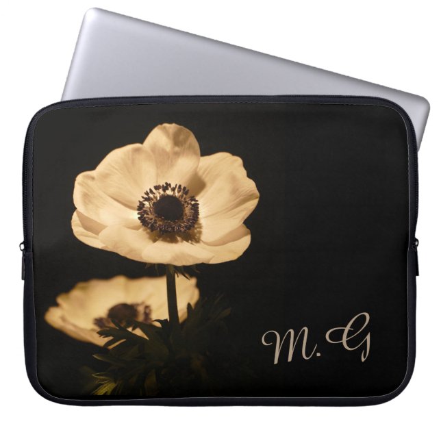Housse Pour Ordinateur Portable Fleurs d'anémone élégantes Initiales (Devant)