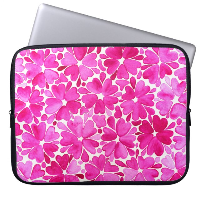 Housse Pour Ordinateur Portable Fleurs d'aquarelle rose délicates (Devant)