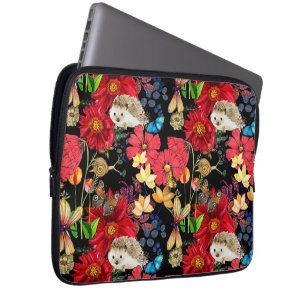 Housse Pour Ordinateur Portable Fleurs de bois lunaires - motif de la flore et de