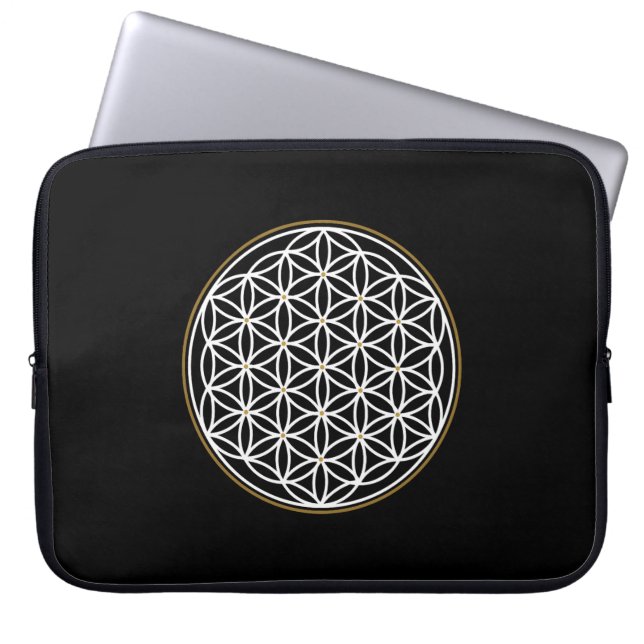 HOUSSE POUR ORDINATEUR PORTABLE FLEURS DE LA VIE SYMBOLE MYSTIQUE (Devant)