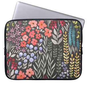 Housse Pour Ordinateur Portable Fleurs de prairie : Aquarelle Florale sans joint
