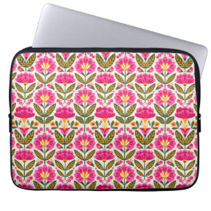 Housse Pour Ordinateur Portable Fleurs de Talavera mexicaines Botanique rétro rose