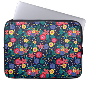 Housse Pour Ordinateur Portable Fleurs Décoratives Et Feuille Motif-48675