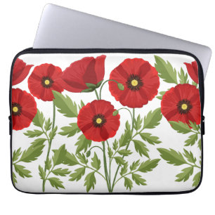 Housse Pour Ordinateur Portable Fleurs d'été joyeuses floraison de pavot