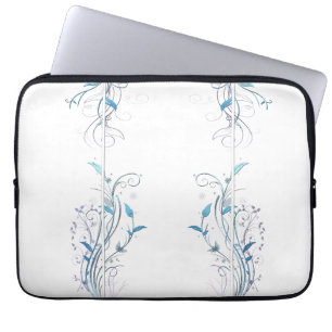 Housse Pour Ordinateur Portable Fleurs en Vins Bleu
