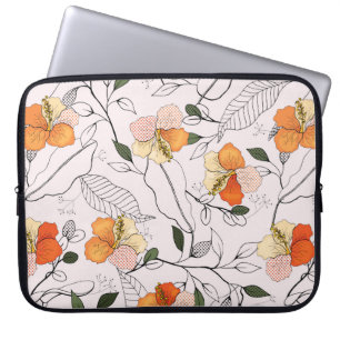 Housse Pour Ordinateur Portable Fleurs florissantes. Flux continu isolé réaliste