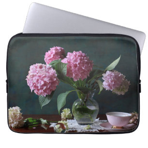 Housse Pour Ordinateur Portable Fleurs Hydrangées dans Vase
