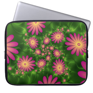 Housse Pour Ordinateur Portable Fleurs Imaginaires roses Art Fractal Abstrait mode