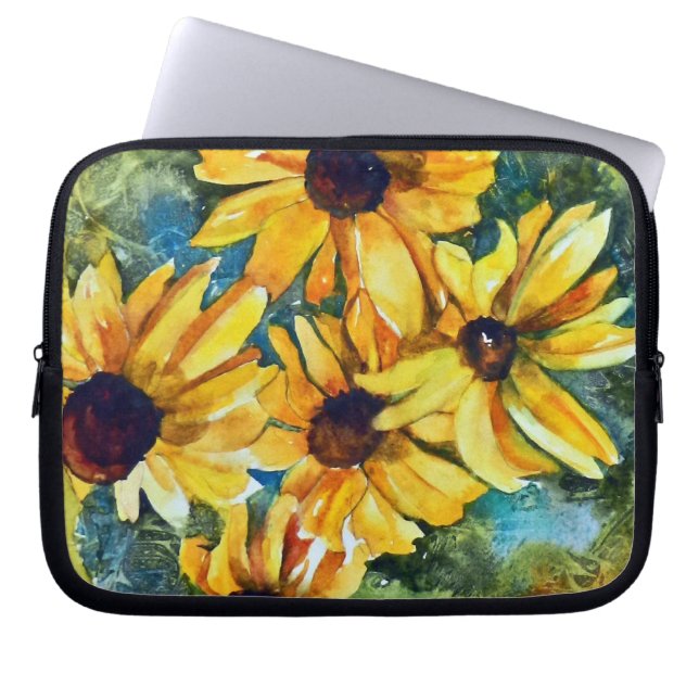 Housse Pour Ordinateur Portable Fleurs jaunes (Devant)