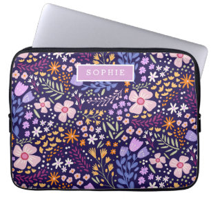 Housse Pour Ordinateur Portable Fleurs Modernes Fleurs Sauvages Féminin Élégant Él