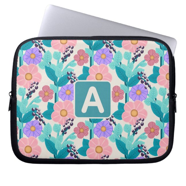 Housse Pour Ordinateur Portable Fleurs Monogramme (Devant)