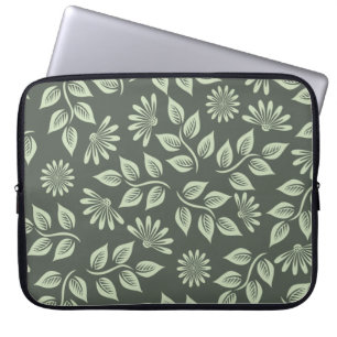 Housse Pour Ordinateur Portable Fleurs motif vert printemps