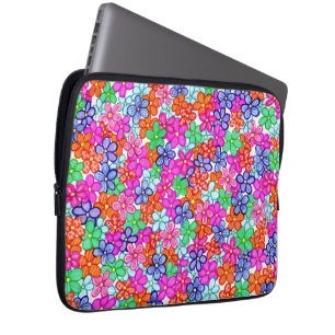 Housse Pour Ordinateur Portable Fleurs multicolores Floral Illustration Motif L