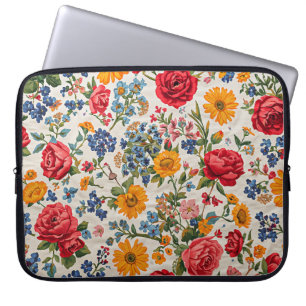Housse Pour Ordinateur Portable Fleurs partout, design coloré,
