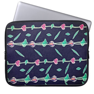 Housse Pour Ordinateur Portable Fleurs rayées