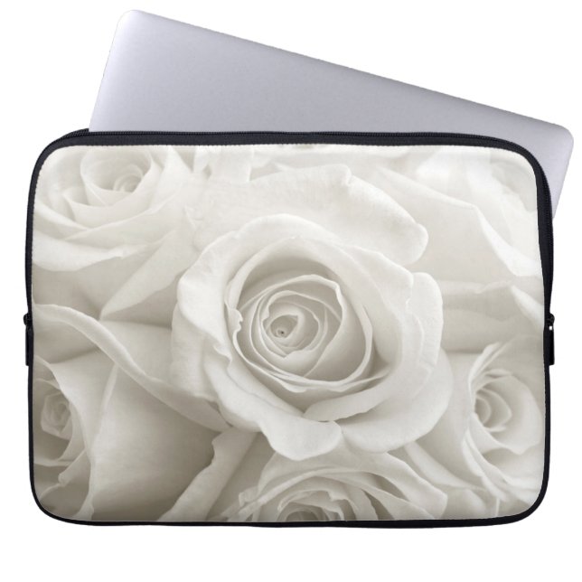 Housse Pour Ordinateur Portable Fleurs | Roses blanches (Devant)