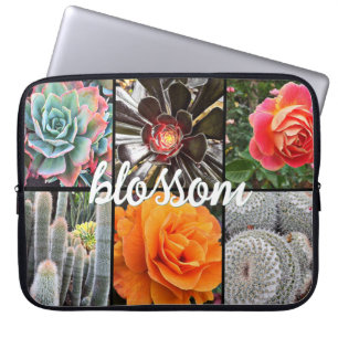 Housse Pour Ordinateur Portable Fleurs roses Cactus Photo Collage Fleur Script