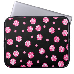 Housse Pour Ordinateur Portable Fleurs roses stylisées arrière - plans foncées.