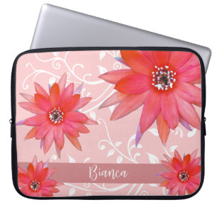 Housse Pour Ordinateur Portable Fleurs rouges Whimsical Feuilles Tourbillonnant Aj