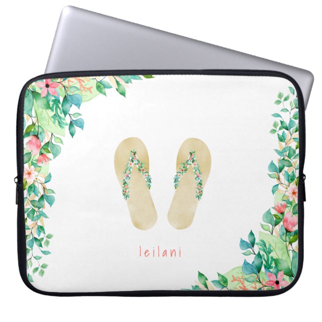 Housse Pour Ordinateur Portable Flip Flops botaniques de plage (Devant)