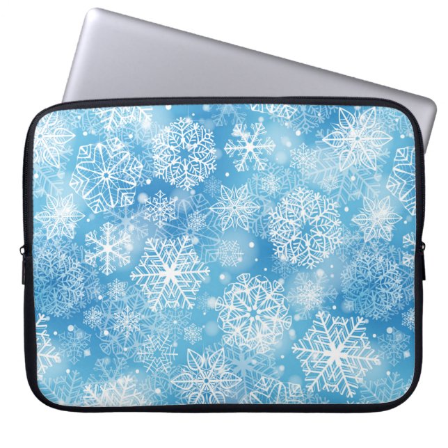 Housse Pour Ordinateur Portable Flocon de neige bleu (Devant)