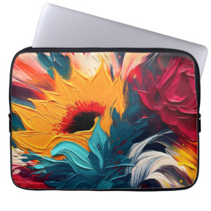 Housse Pour Ordinateur Portable Floraison radieuse – Expression florale abstraite 
