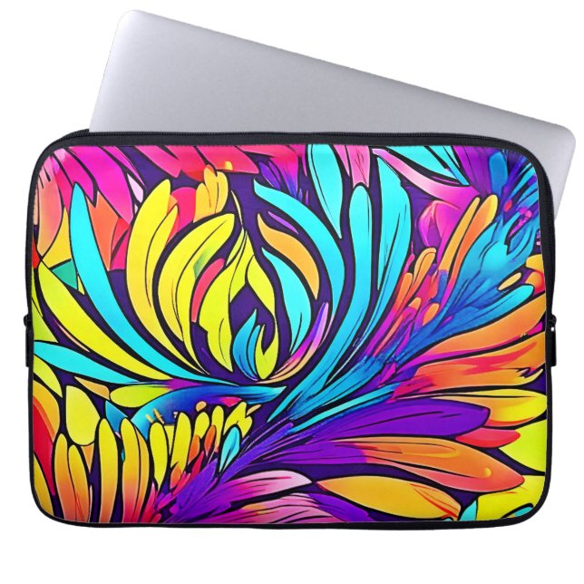 Housse Pour Ordinateur Portable Floral Abstrait vibrant (Devant)