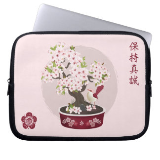 Housse Pour Ordinateur Portable Floral bonsai oiseau de fleurs design graphique as