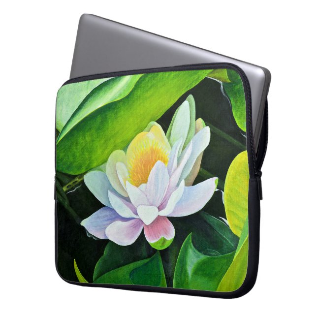 Housse Pour Ordinateur Portable Floral Lily blanche (devant gauche)