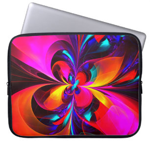Housse Pour Ordinateur Portable Floral moderne Art Abstrait Rouge Bleu Motif #07