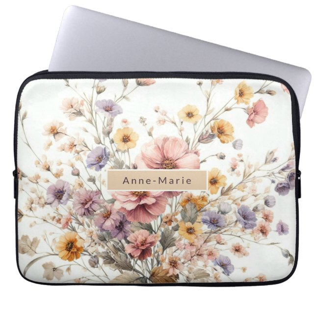 Housse Pour Ordinateur Portable Floral moderne rose girly élégant élégant (Devant)
