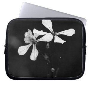 Housse Pour Ordinateur Portable floral noir et blanc minimaliste