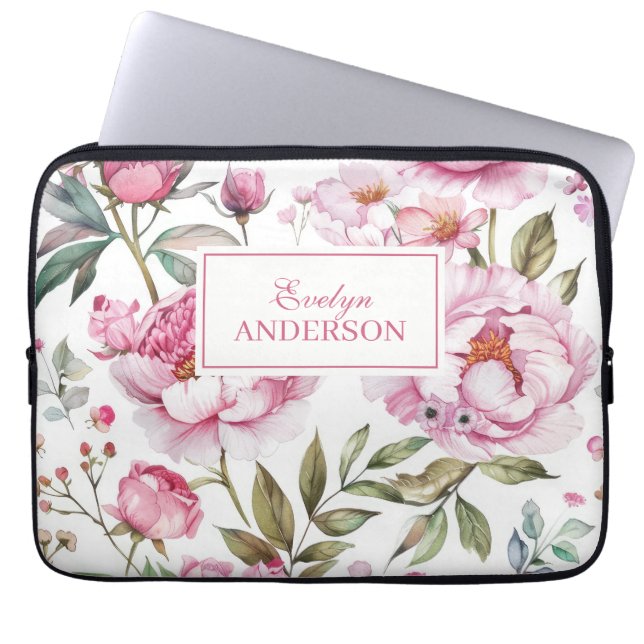 Housse Pour Ordinateur Portable Floral rose (Devant)