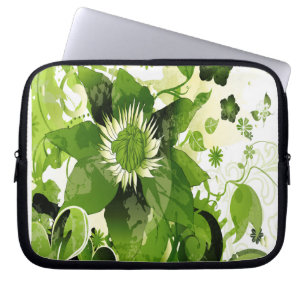Housse Pour Ordinateur Portable Floral vert émeraude