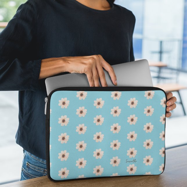 Housse Pour Ordinateur Portable Flore bleu chic (Créateur téléchargé)