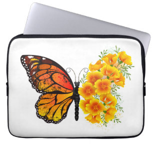 Housse Pour Ordinateur Portable Flower Butterfly with Yellow California Poppy