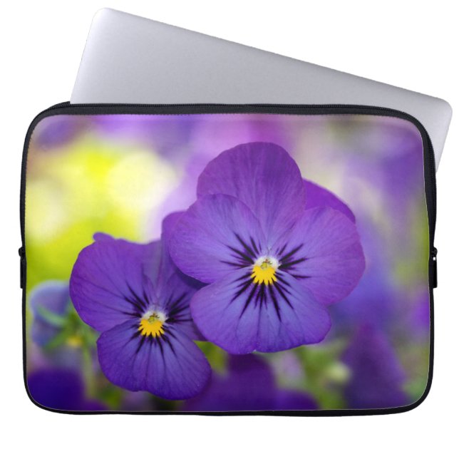 Housse Pour Ordinateur Portable Flowers (homonymie) | Purple Pansies (Devant)