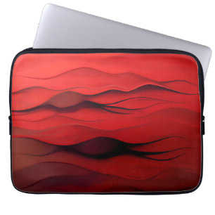 Housse Pour Ordinateur Portable Flux cramoisi – Vagues rouges abstraites de mouvem