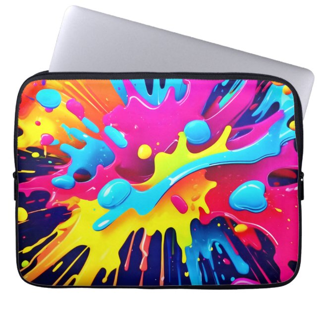 Housse Pour Ordinateur Portable Flux de peinture fluorescents dynamiques (Devant)