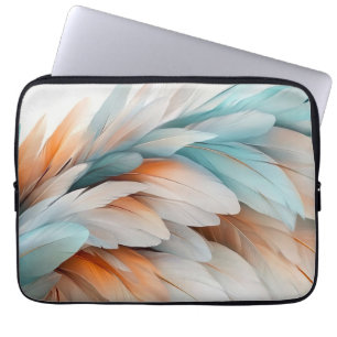 Housse Pour Ordinateur Portable Flux de plume abstrait – Élégance douce