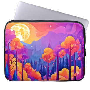 Housse Pour Ordinateur Portable Forêt Vibrante au Clair de Lune