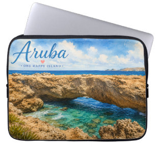 Housse Pour Ordinateur Portable Formation rocheuse du pont naturel d'Aruba Caraïbe