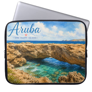 Housse Pour Ordinateur Portable Formation rocheuse du pont naturel d'Aruba Caraïbe